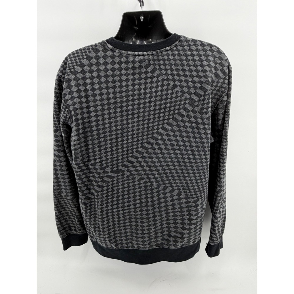 Airwalk Sweatshirt Mens XL Grey Black Checkered Optical Illusion Crewneck Fleece